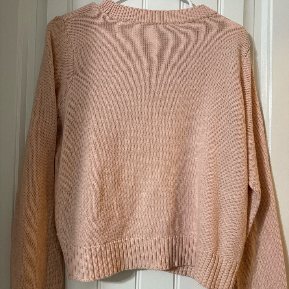 H&M Pink Crew Neck Sweater with Relaxed Fit